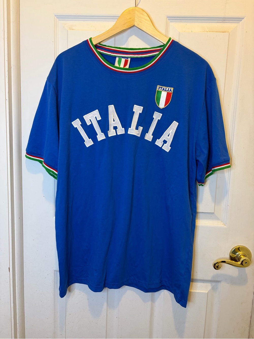 Italia Royal Blue 'ITALIA' Tee with Tricolor Trim